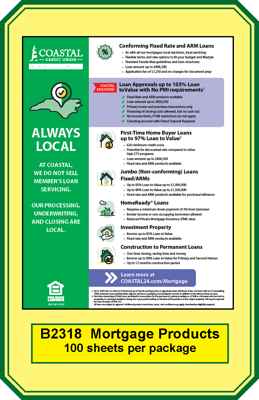 NEW Revised Mortgage Products sheet